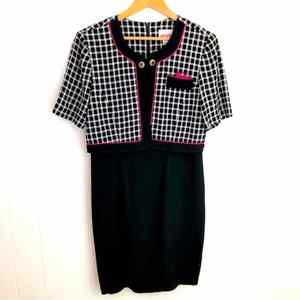 Vintage Petite Perceptions Black and Bright Pink Suit Dress Little‎ Jacket 8P